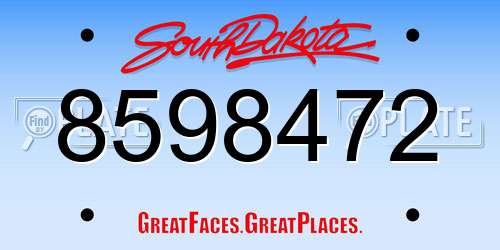 8598472 South Dakota License Plate