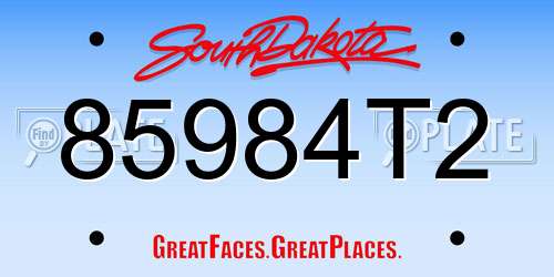 85984T2 South Dakota License Plate
