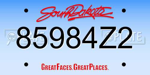 85984Z2 South Dakota License Plate