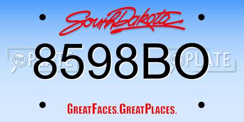 8598BO South Dakota License Plate