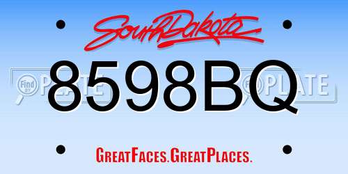 8598BQ South Dakota License Plate