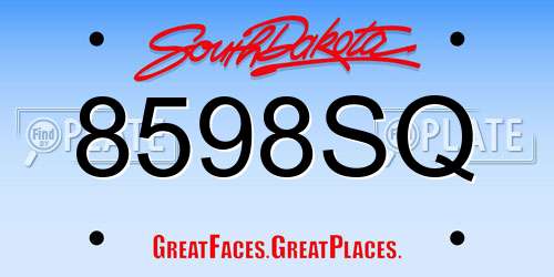 8598SQ South Dakota License Plate