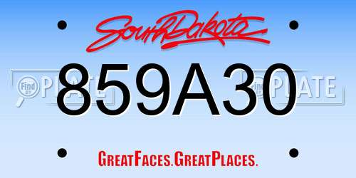 859A30 South Dakota License Plate