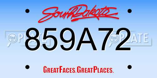 859A72 South Dakota License Plate