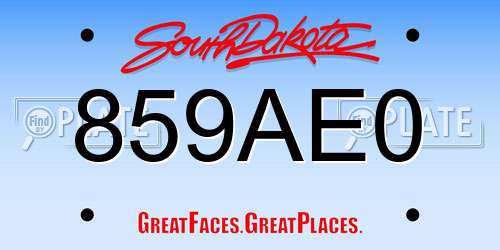 859AE0 South Dakota License Plate