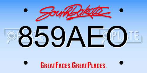 859AEO South Dakota License Plate