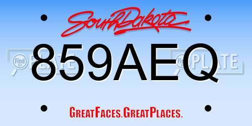 859AEQ South Dakota License Plate