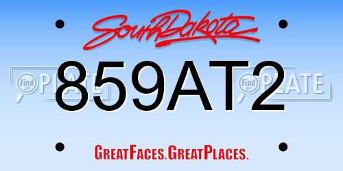 859AT2 South Dakota License Plate