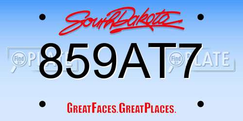 859AT7 South Dakota License Plate