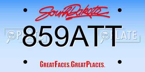 859ATT South Dakota License Plate