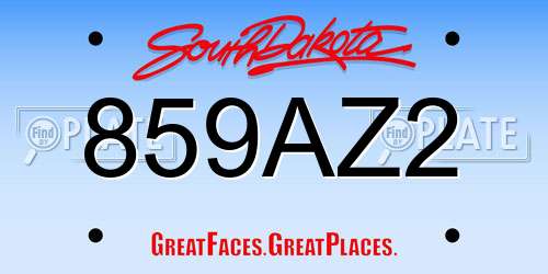859AZ2 South Dakota License Plate