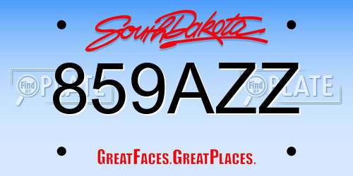 859AZZ South Dakota License Plate