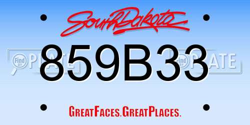859B33 South Dakota License Plate