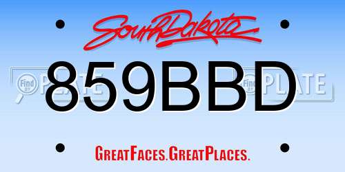 859BBD South Dakota License Plate