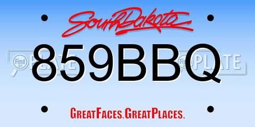 859BBQ South Dakota License Plate