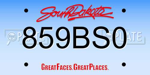 859BS0 South Dakota License Plate