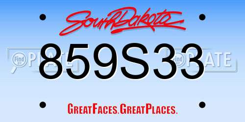 859S33 South Dakota License Plate