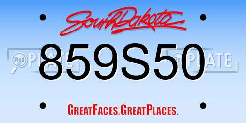 859S50 South Dakota License Plate