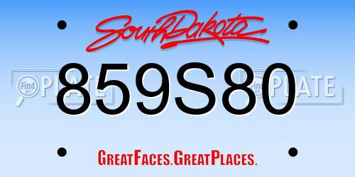 859S80 South Dakota License Plate