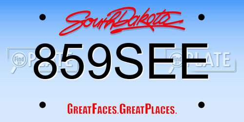 859SEE South Dakota License Plate