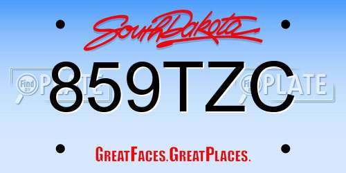 859TZC South Dakota License Plate