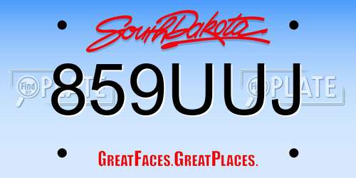 859UUJ South Dakota License Plate