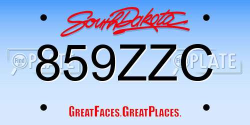 859ZZC South Dakota License Plate