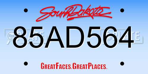85AD564 South Dakota License Plate