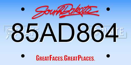 85AD864 South Dakota License Plate