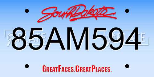85AM594 South Dakota License Plate