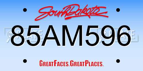 85AM596 South Dakota License Plate