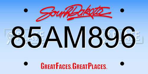 85AM896 South Dakota License Plate