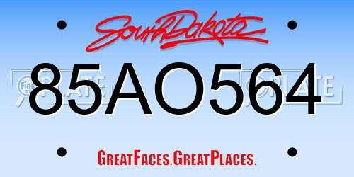 85AO564 South Dakota License Plate