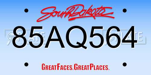 85AQ564 South Dakota License Plate