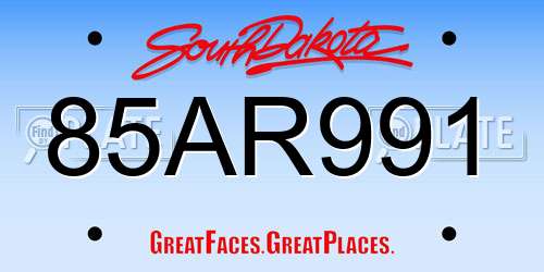 85AR991 South Dakota License Plate
