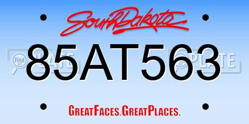 85AT563 South Dakota License Plate