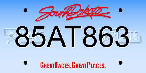 85AT863 South Dakota License Plate