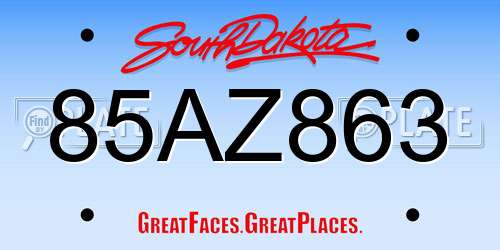 85AZ863 South Dakota License Plate