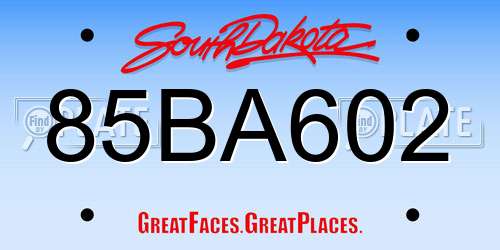 85BA602 South Dakota License Plate