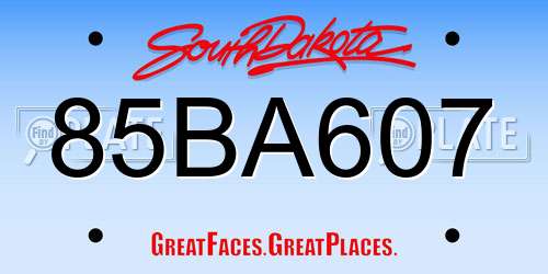 85BA607 South Dakota License Plate