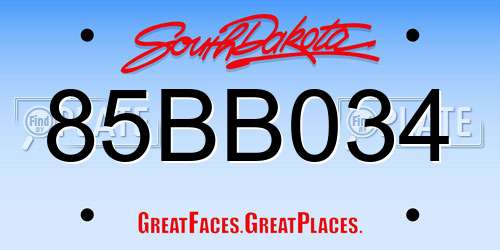 85BB034 South Dakota License Plate