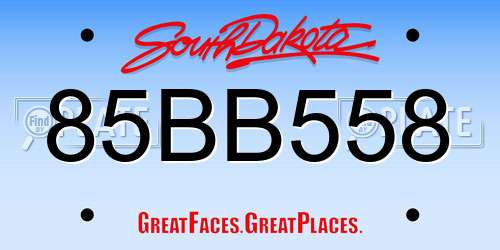 85BB558 South Dakota License Plate
