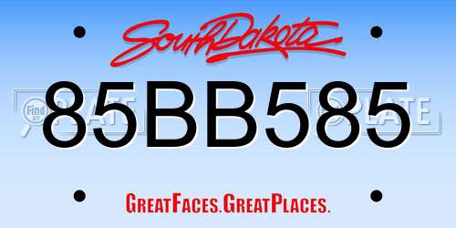 85BB585 South Dakota License Plate