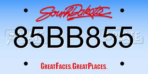 85BB855 South Dakota License Plate