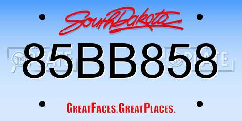 85BB858 South Dakota License Plate