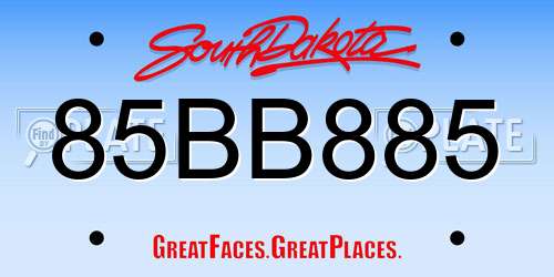 85BB885 South Dakota License Plate