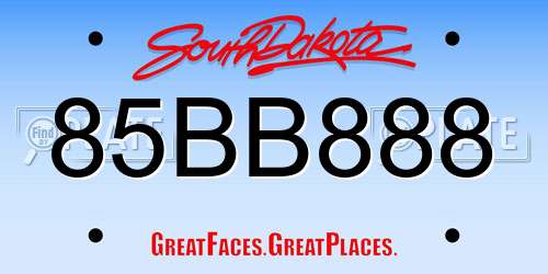85BB888 South Dakota License Plate