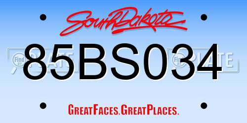 85BS034 South Dakota License Plate