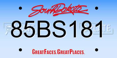 85BS181 South Dakota License Plate