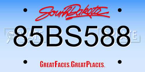 85BS588 South Dakota License Plate
